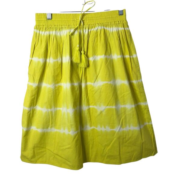 J. Crew Factory NWT Women's Yellow Tie-Dyed Lined Midi Skirt Size Small - Picture 1 of 11